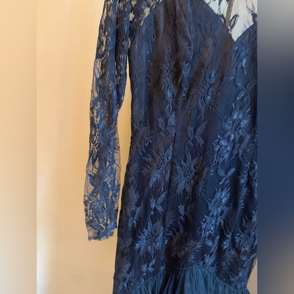 Vintage new leaf lace tulle black dress dance party whimsy goth moody 90’s 80’s - Picture 3 of 9